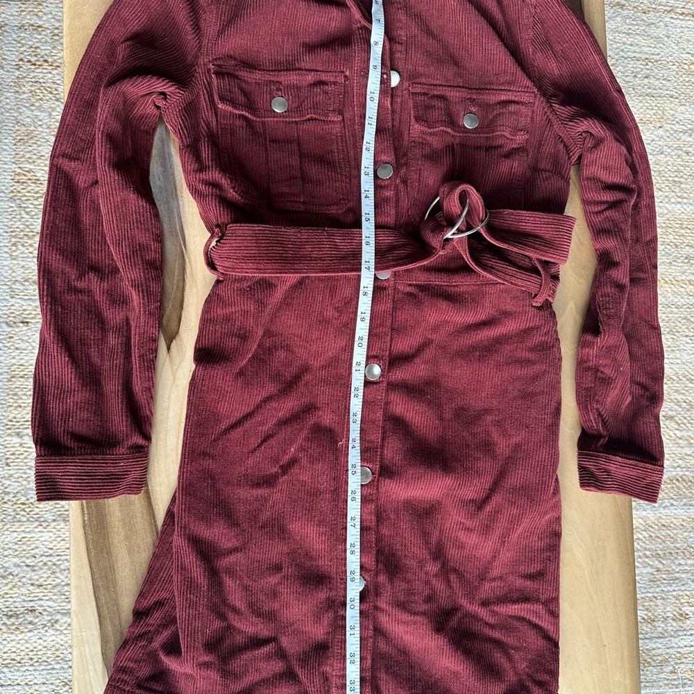 Topshop Maroon Corduroy Dress